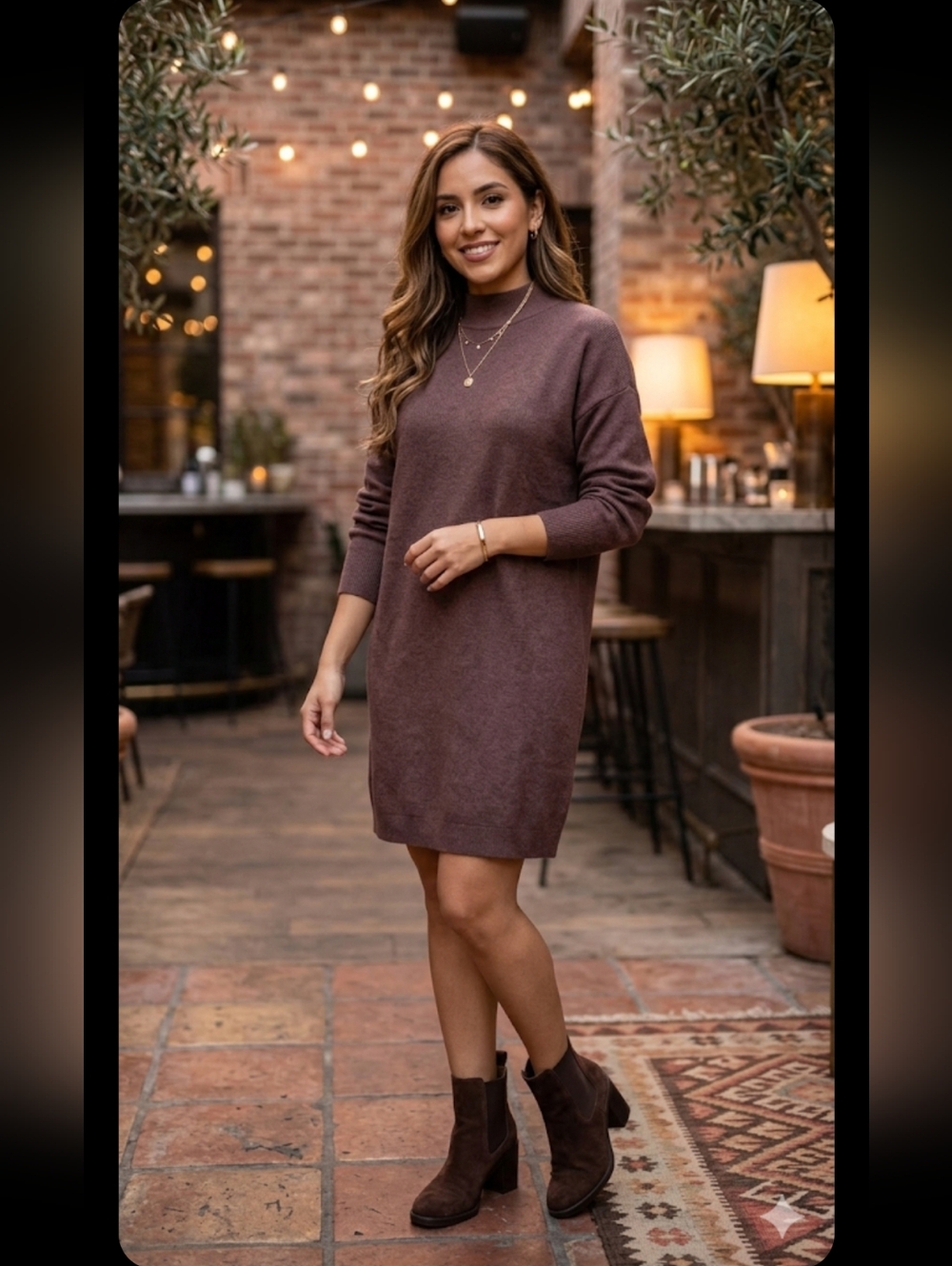 Abercrombie & Fitch Mauve-Brown Long Sleeve Dress/Sweater, Size M.